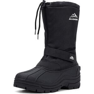 Men's Winter Waterproof Insulated Shell Warm Inner Snow Boots, Black- Size 10
